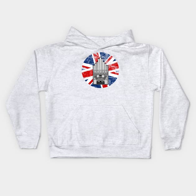 Church Organ UK Flag Britain Organist British Musician Kids Hoodie by doodlerob